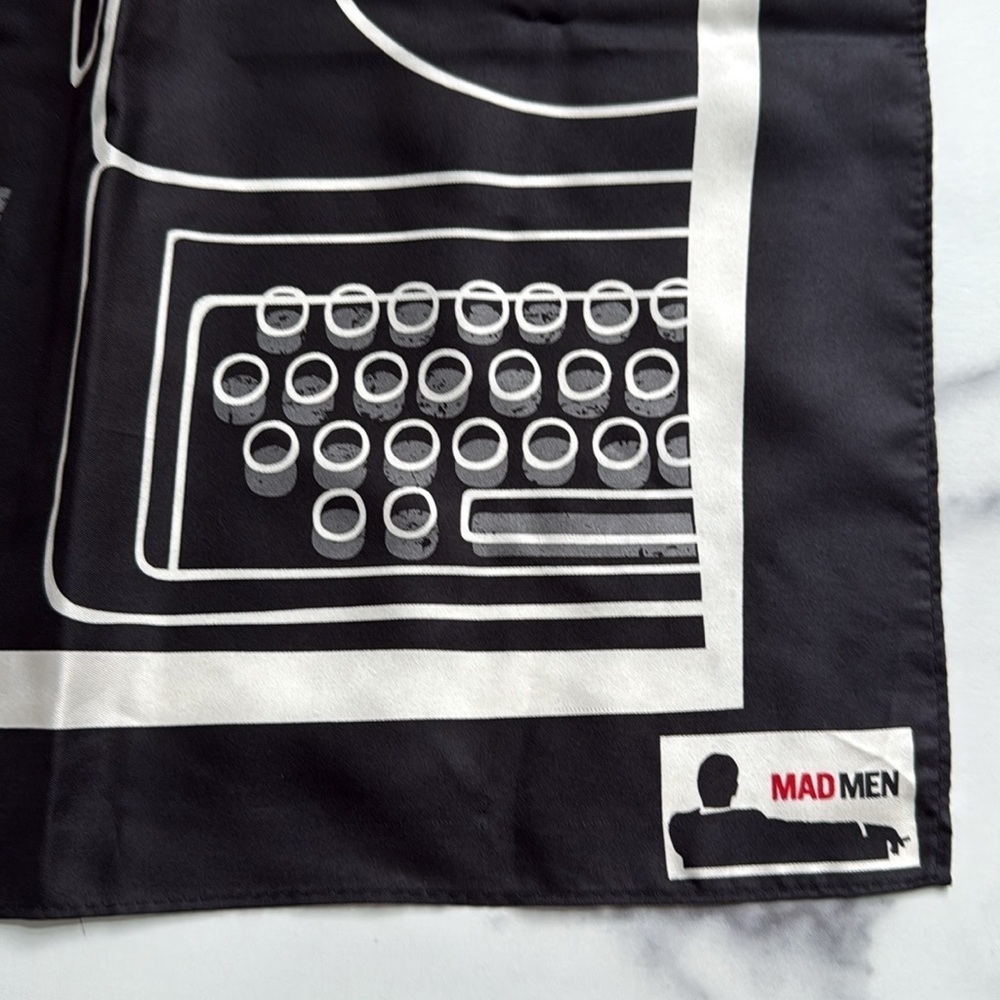 Mad Men Limited Edition Silk Collector Scarf End of an Era Red and Black - Picture 11 of 11